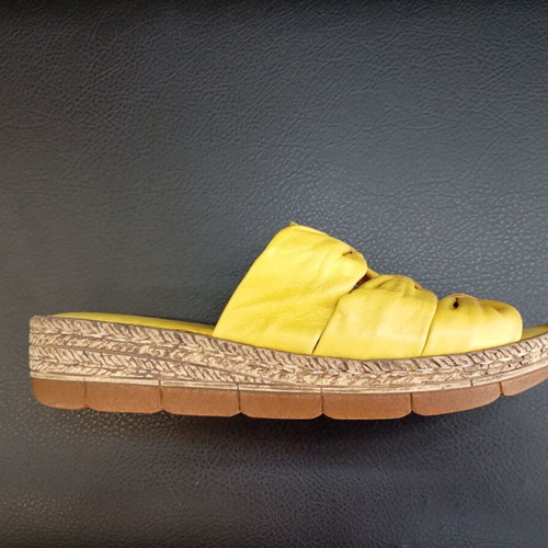 Yellow leather platform sandals, size 37