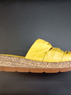 Yellow leather platform sandals, size 37