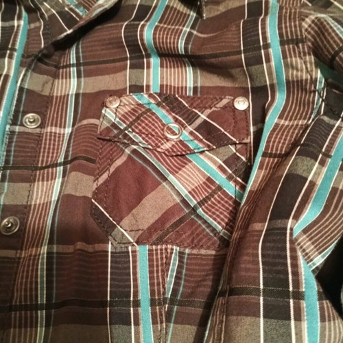 Checked women's shirt like new, size M, brown and green