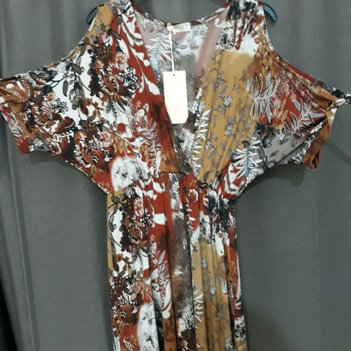 Plus Size Φόρεμα (Μέγεθος XL) κοντομάνικο, μακρύ, καινούργιο, με λάστιχο στη μέση