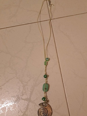 Handmade necklace new, green and silver