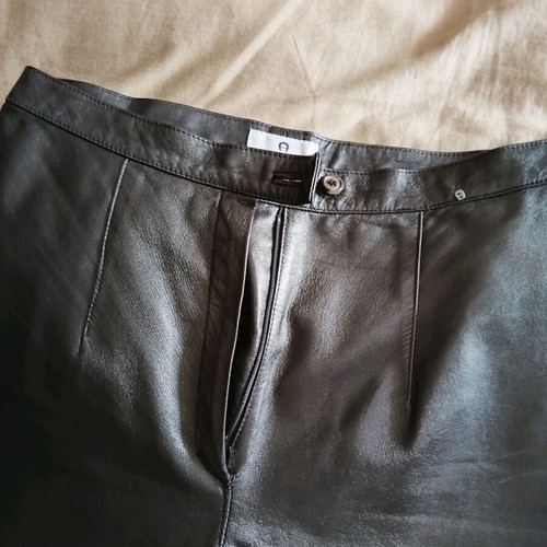 AIGNER leather pants used, black, size 38