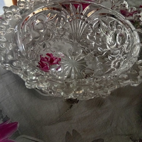 Crystal punch bowl luxury, new, diameter 21cm with carved feet