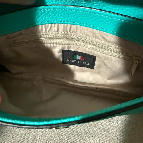Kem clutch bag new, turquoise with silver details