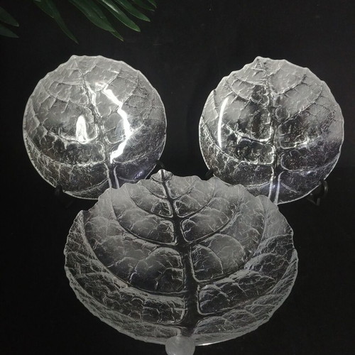 Maleras/Royal Krona Leaf 5-piece set handmade lead crystal plates Mats Jonasson