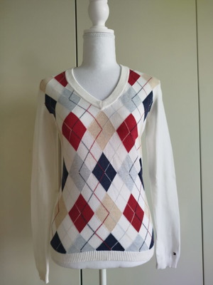 Tommy Hilfiger γυναικείο πουλόβερ small, σαν καινούργιο, βαμβακερό με σχέδιο Argyle