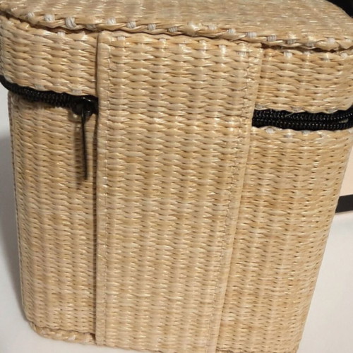 Chanel Beauté straw cosmetic bag, beige and black