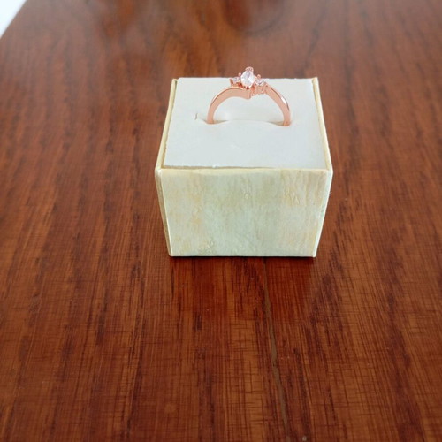 Ring used, gold plated with zircon stones size 7 pink gold