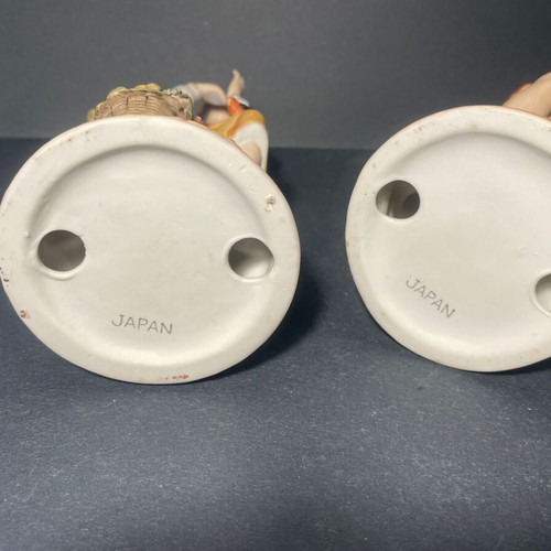 Vintage Bisque Porcelain Figurines Set of 2 Made in Japan