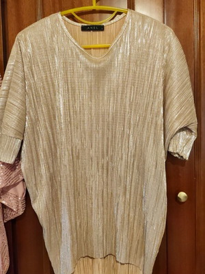 Blouse gold metallic with bat sleeve like new