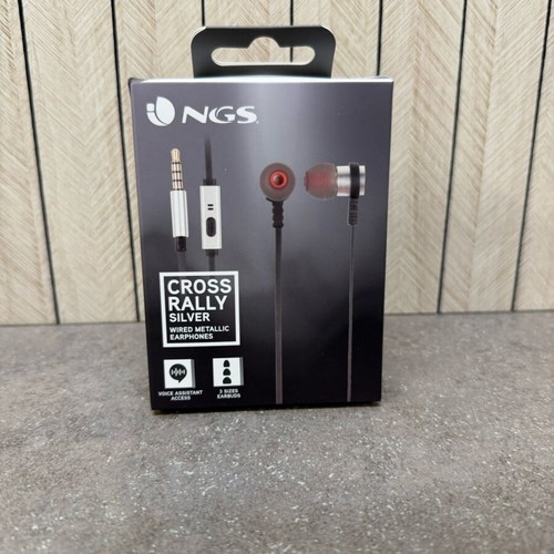 In-ear headphones wired metallic silver, new