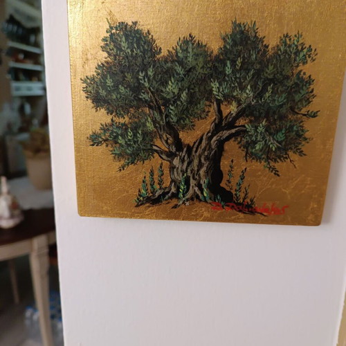 Oil painting The Tree of Life, 15.5x13.5 cm, hanging