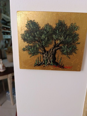 Oil painting The Tree of Life, 15.5x13.5 cm, hanging