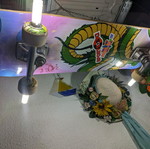 Ceiling light handmade from skateboard used