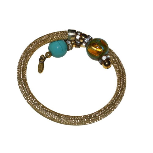 Women's bracelet gold color with Murano glass stones, like new