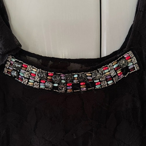 Semi-transparent dress used, black with stones, size M