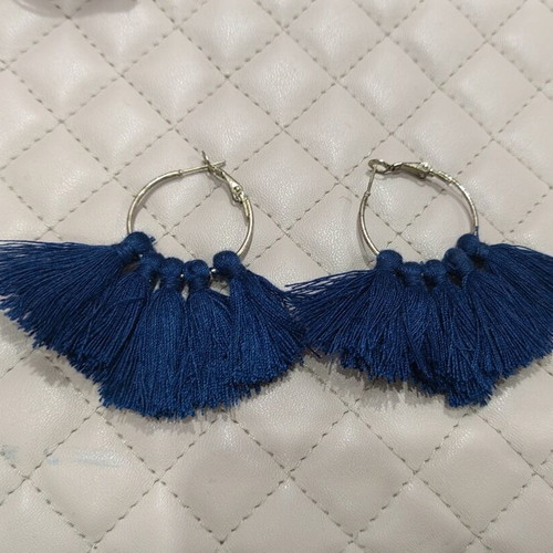 Earrings with blue tassels new