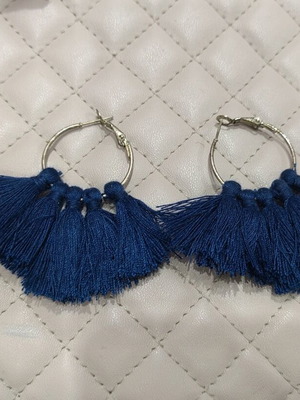 Earrings with blue tassels new