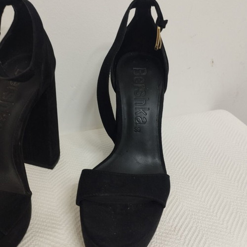 Bershka suede sandals size 38, used, black, 12.5 cm heel