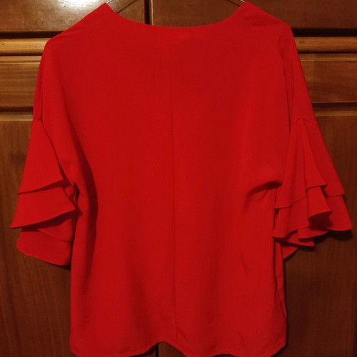 Desiree blouse new, size S, red with ruffled sleeves