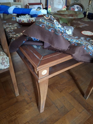 Mid-Century Vintage Coffee Table used, solid walnut wood and inset glass