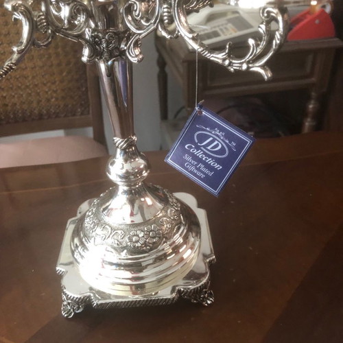 Five-arm silver-plated brass candlestick new heavy