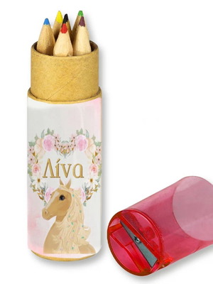 Horse Colored Pencils new, set of 6 with name