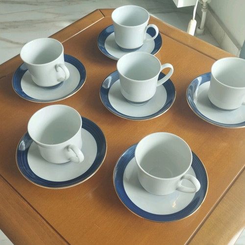 Ionia Cobalt Blue coffee cup and saucer set mint condition, 6 pcs