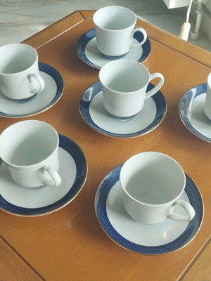 Σετ 6 φλιτζάνια καφέ Ιωνία Cobalt Blue mint, vintage πορσελάνη