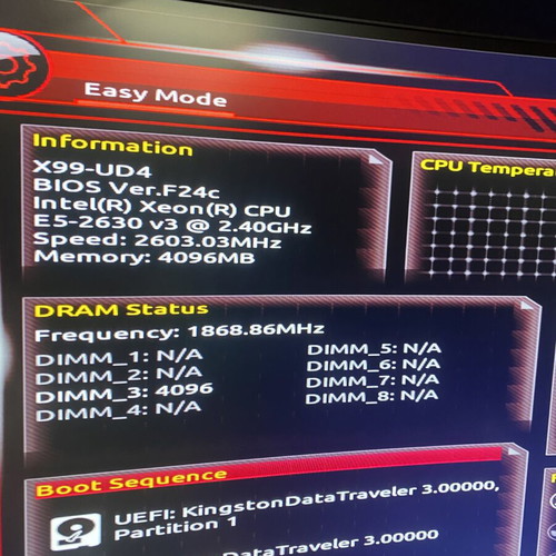 Intel Xeon E5 2630 v3 with Gigabyte X99 and liquid cooling used