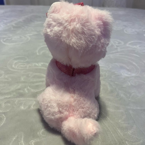 Pink glitter plush cat with bow 14 cm like new