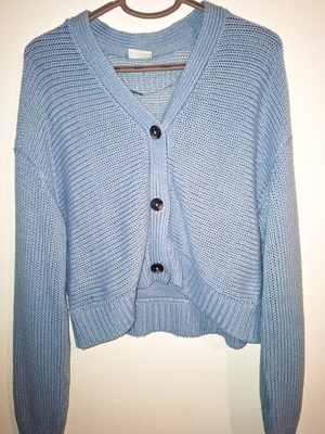 Blue knitted cardigan with buttons like new