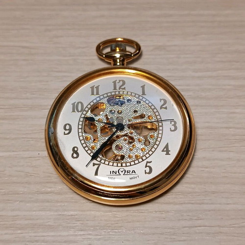 Inora pocket watch manual wind like new with chain