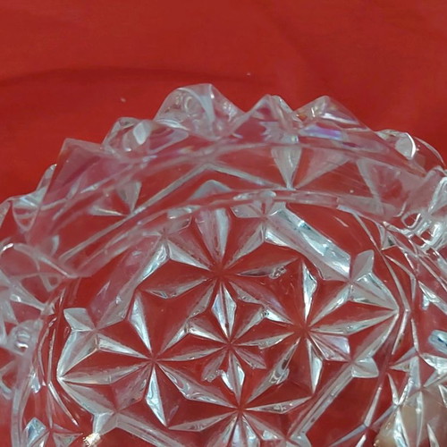 Crystal ashtray large used with embossed flower and leaf designs