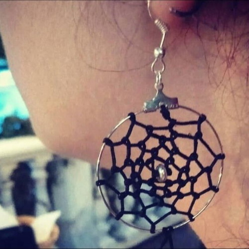 Dreamcatcher earrings handmade new, black and silver