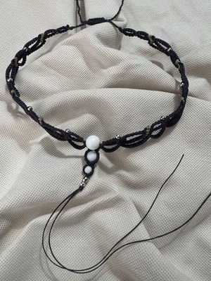 Choker macrame with natural white matte agate, new