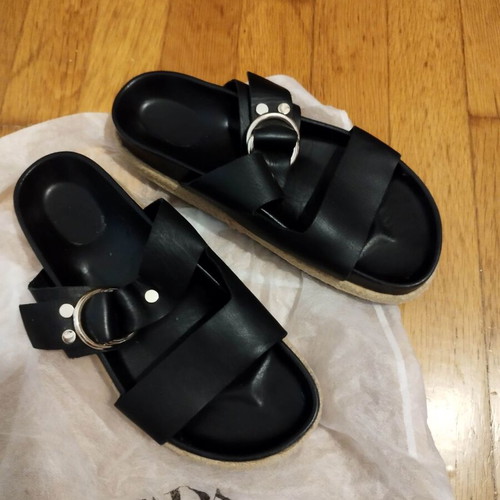 Zara leather sandals like new, size 37 black