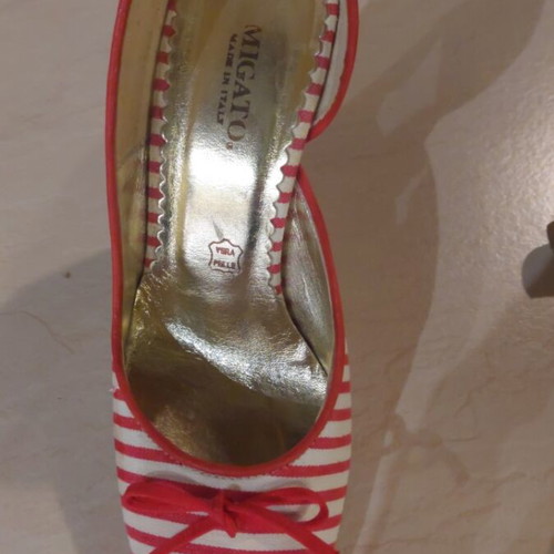 Migato red pumps with white stripes size 39 used