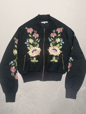 Boho jacket used with colorful flower embroidery, size S