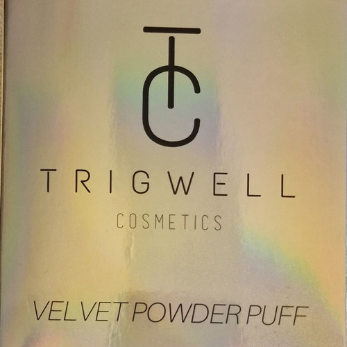 Trigwell Cosmetics velvet powder puff set of 2 new, black teardrop shape