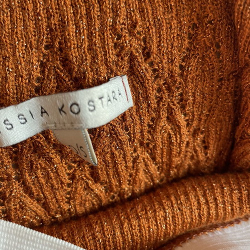 Vassia Kostara set like new knitted long skirt and cropped top brown orange