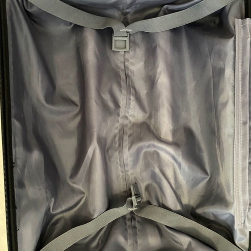 Saxoline cabin suitcase used, gray, hard shell with 4 wheels