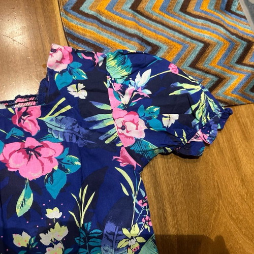 Floral skirt and blouse set for girl 11-12 years like new, blue
