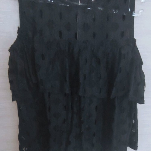 Top blouse with perforated design, size M, black, like new