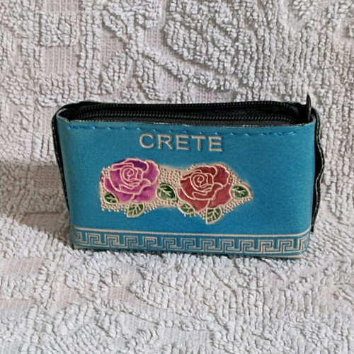 Suvenir wallet from Crete new, multicolored with roses