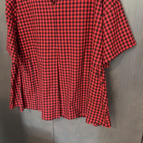 Zakcret checked blouse red large size new 5XL