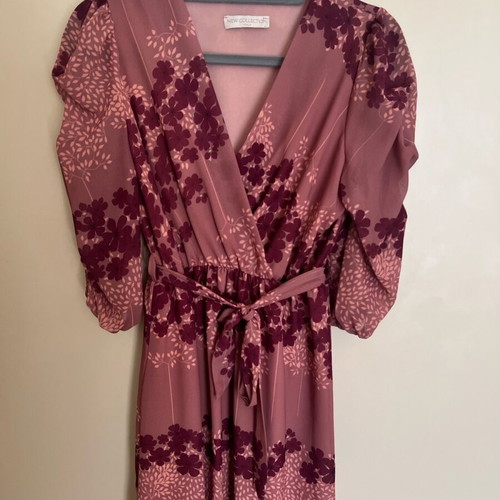 Floral midi dress like new, one size, pink