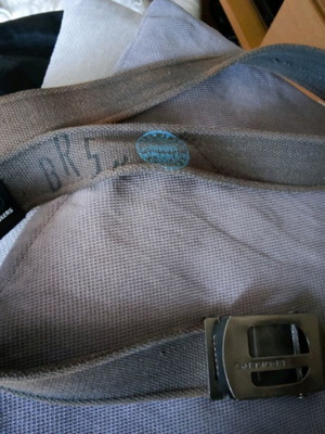 Men's belt used, brown fabric with removable buckle