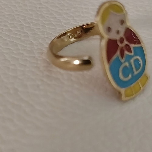 Christian Dior Matryoshka ring vintage, like new, gold metal with enamel