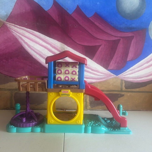 Fisher-Price Little People playground with slide and tic-tac-toe used